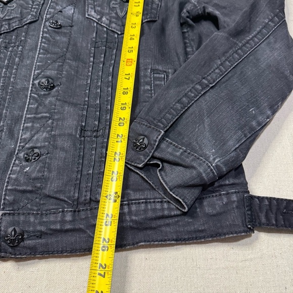 VTG Rock Revival Jacket Men Large Black Distressed Studded Embroidered Y2K Denim - Picture 6 of 7